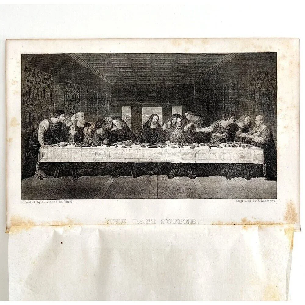 The Last Supper Da Vinci Lacmann Engraving 1868 Victorian Religious Art DWEE27 - Picture 2 of 3